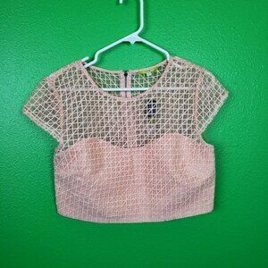 Gianni Bini Pink Sheer Mesh Crop Top Size 12